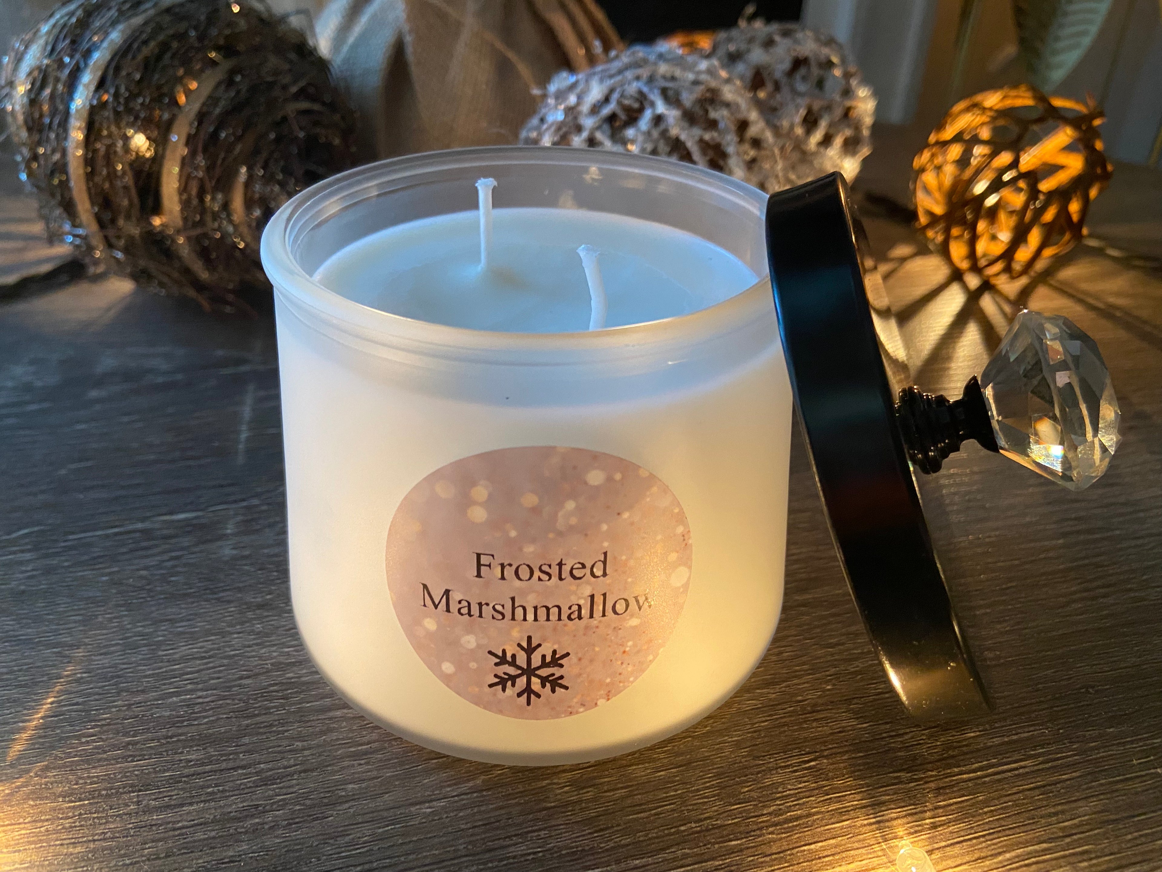 Frosted Marshmallow Glass Jar Candle